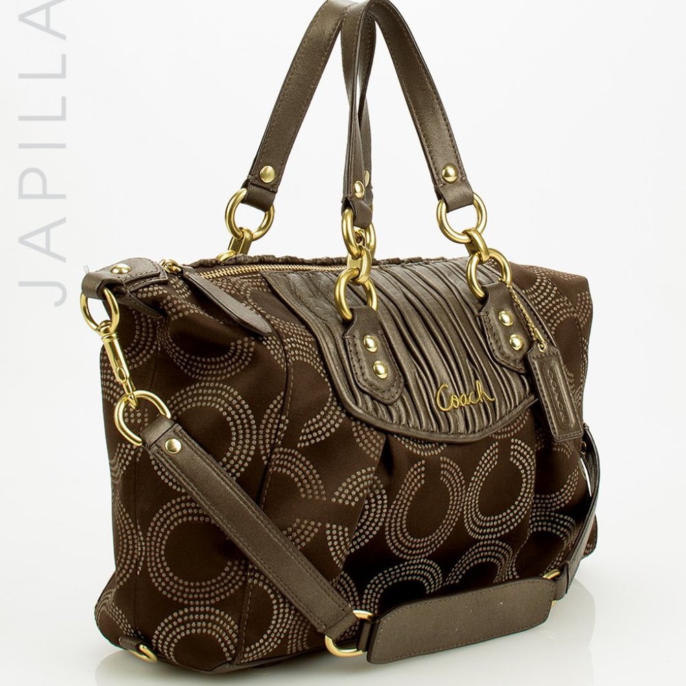 Coach Ashley brown canvas leather satchel